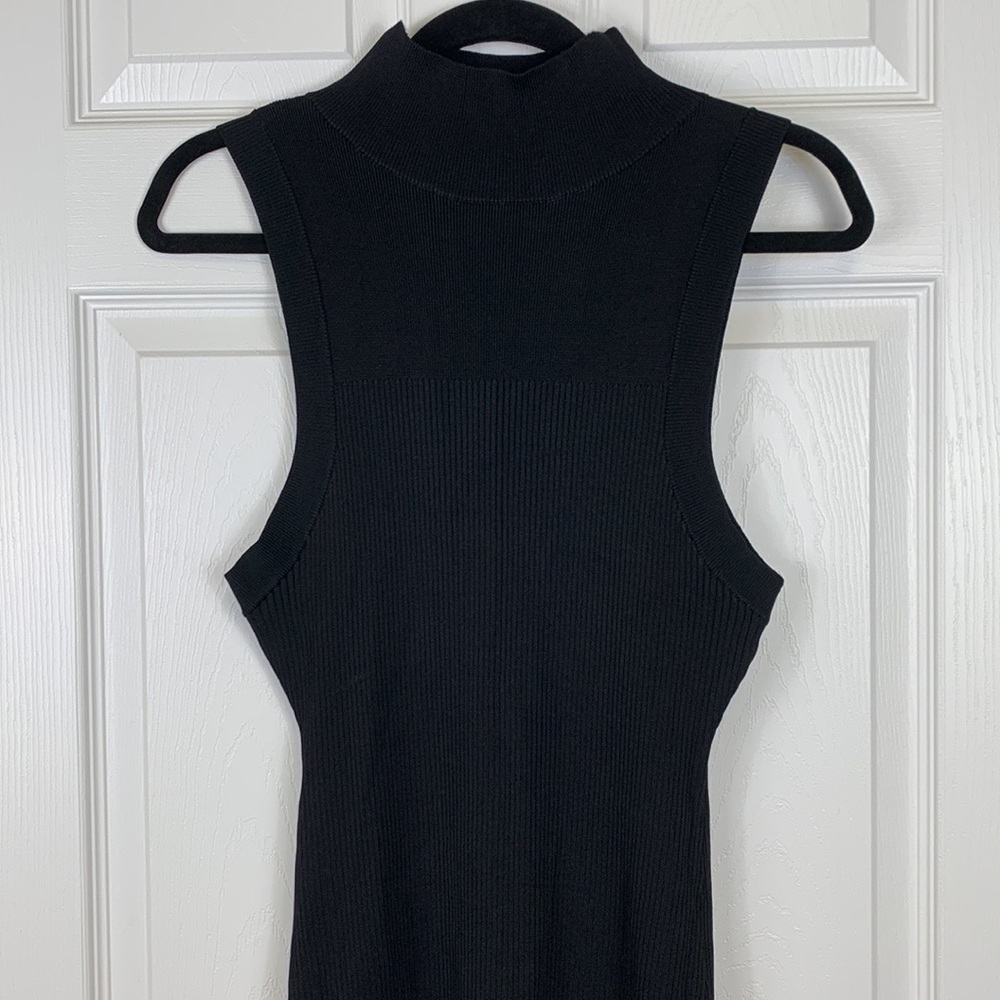 NWOT Good American black ribbed knit turtleneck midi dress sz 3/4 - Picture 6 of 11
